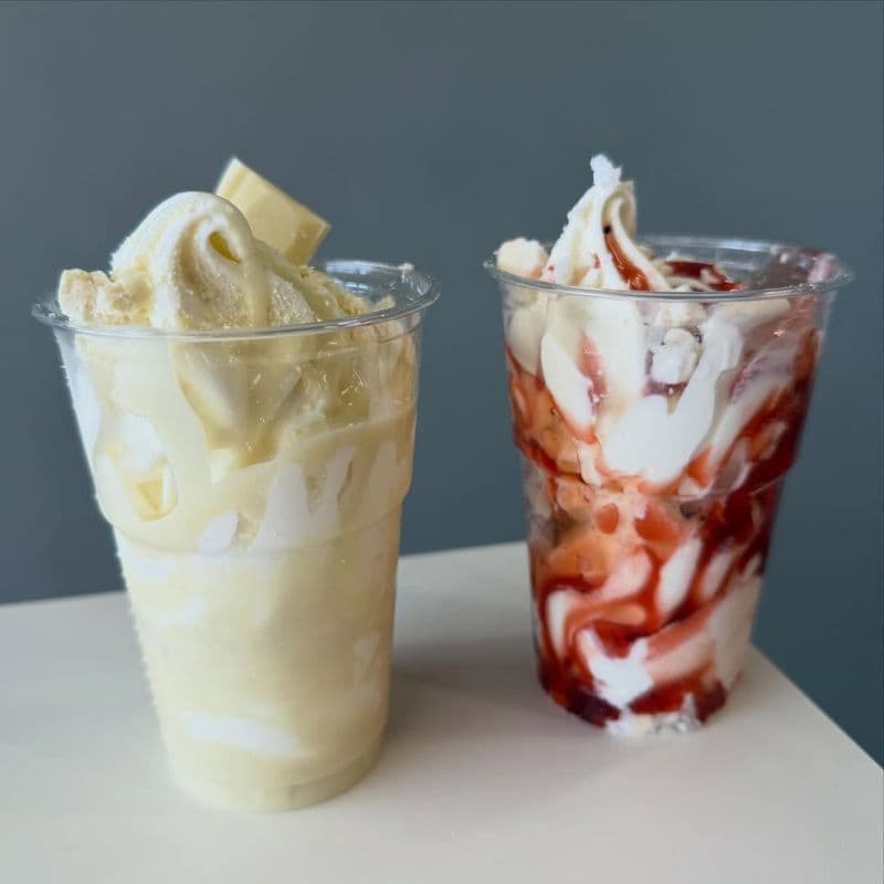 Milkybar and Eton Mess sundaes